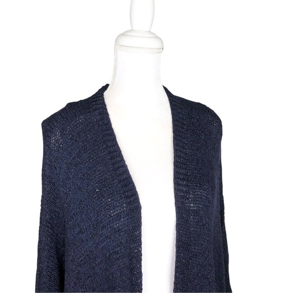 NWT Catherine Malandrino navy blue chunky cardigan open draped sweater XS - Picture 2 of 9